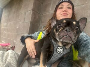 Cuddles and teeth showing